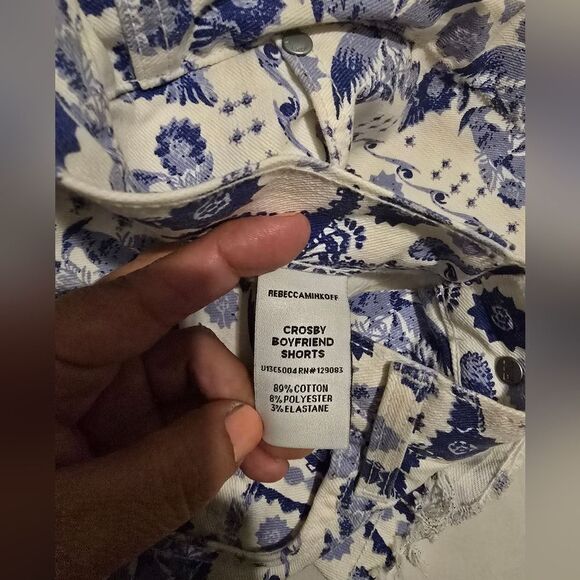 Rebecca Minkoff Crossby Boyfriend Shorts in White and Blue - Picture 6 of 13